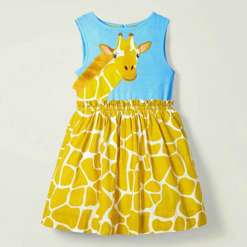 Spring Baby Girls Sleeveless Animals Design Dress, MyKids-USA®, Baby & Toddler Dresses, MyKids-USA - Size/Age - 90 (12-24M) - Color - Yellow - - - TR2312141400-B