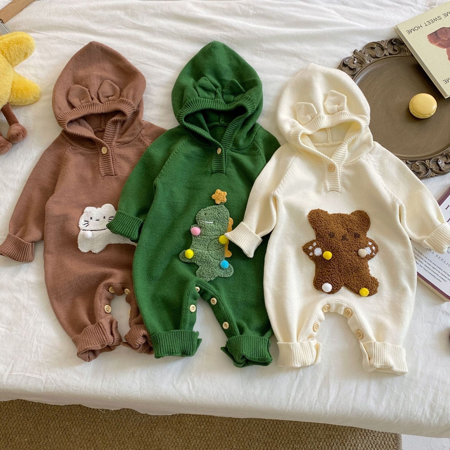 Autumn and Winter Arrival Baby Unisex Long Sleeves Cute Animals Cartoon Pattern Hooded Warm Rompers, MyKids-USA®, Baby One-Pieces, MyKids-USA - - - - - - -