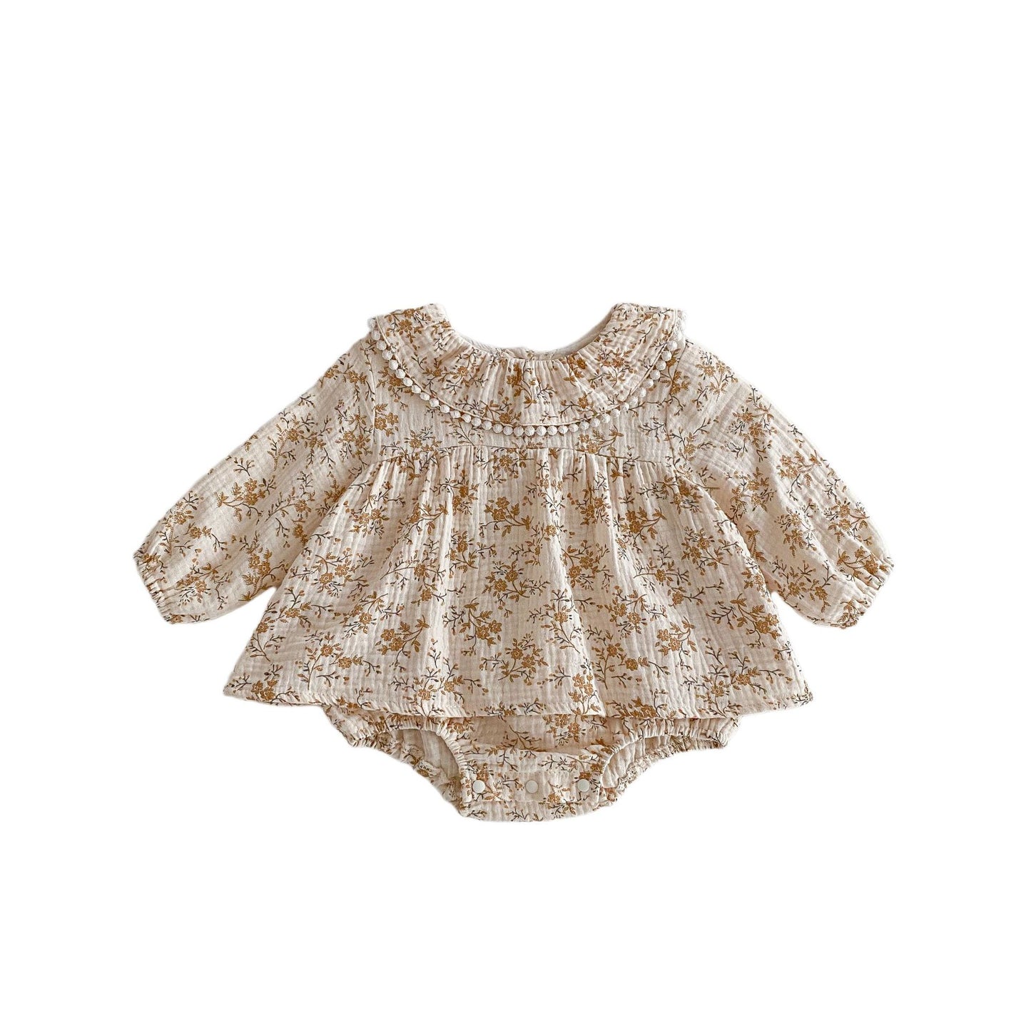 Autumn Arrival Baby Girls Long Sleeves Floral Pattern Vintage Onesies, MyKids-USA®, Baby & Toddler Dresses, MyKids-USA - - - - - - -