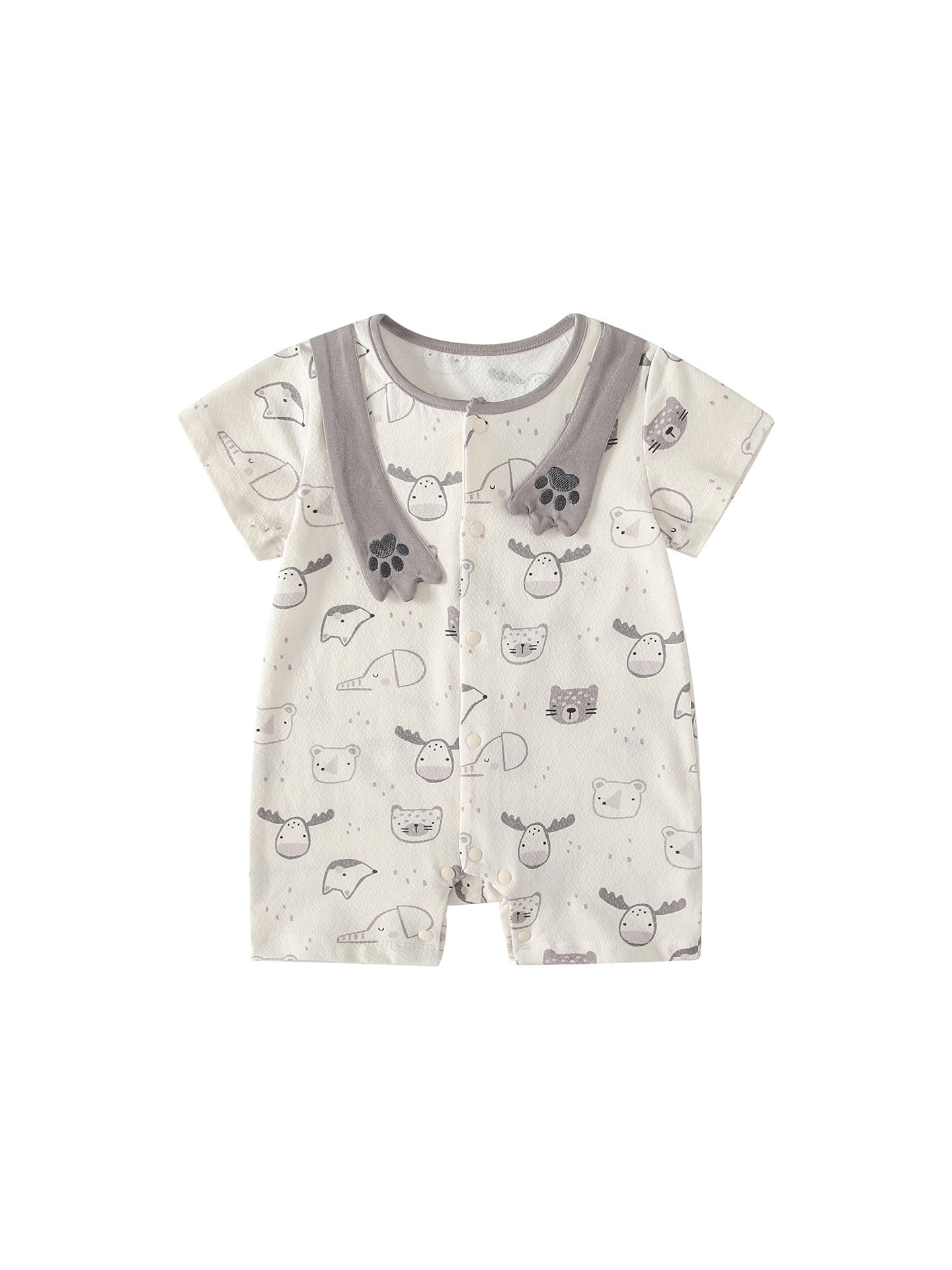 Summer Arrival Baby Boys Short Sleeves Cartoon Pattern Rompers Bodysuits