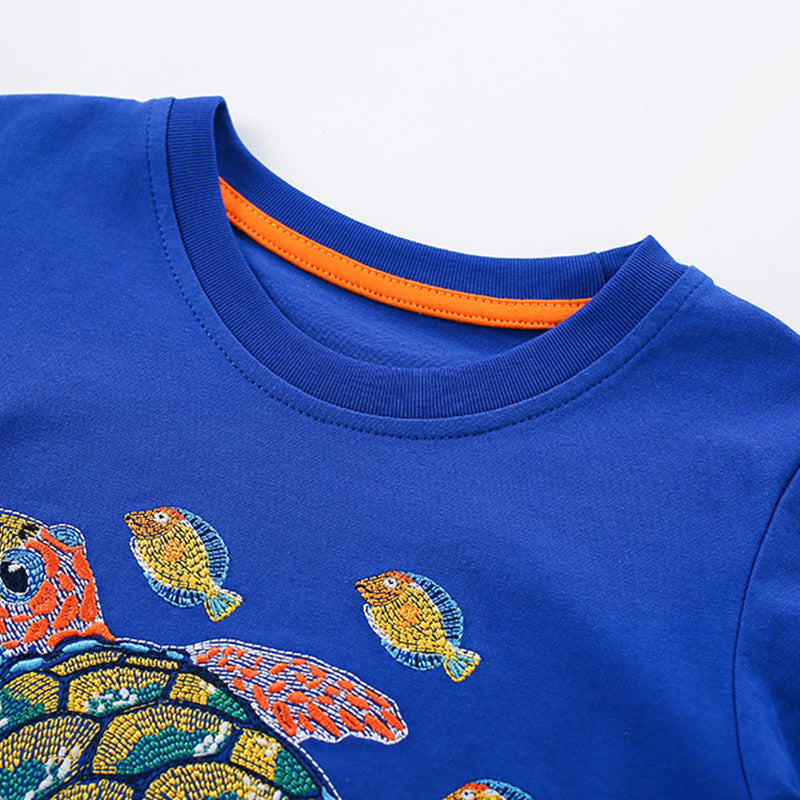 Summer Boys’ Cartoon Marine Animals Pattern T-shirt in European and American Style, MyKids-USA®, T-Shirts, MyKids-USA - - - - - - - .