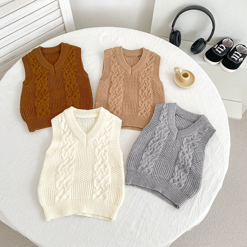 Autumn Arrival Baby Unisex Comfortable Jacquard Pattern Knitted Sleeveless Vest, MyKids-USA®, Vests, MyKids-USA - - - - - - -