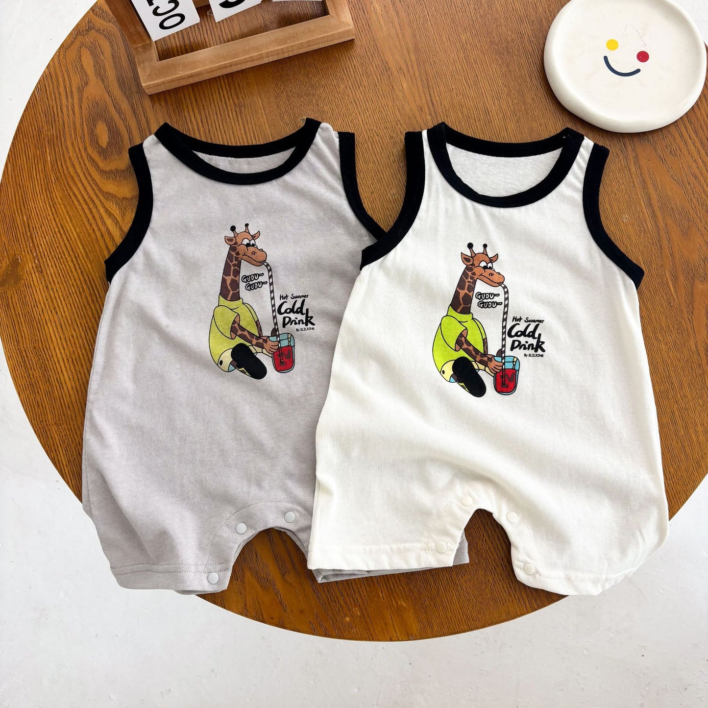 Summer Arrival Baby Unisex Giraffe Cartoon Pattern Sleeveless Crew Neck Rompers, MyKids-USA®, Baby One-Pieces, MyKids-USA - - - - - - -