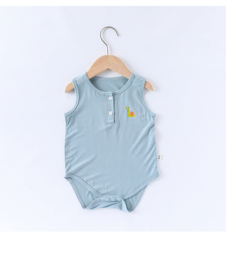 Summer Arrival Baby Unisex Crew Neck Sleeveless Cartoon Logo Onesies Bodysuits, MyKids-USA®, Baby One-Pieces, MyKids-USA - Size/Age - 66 (3-6M) - Color - Blue - - - TR2504112046-B