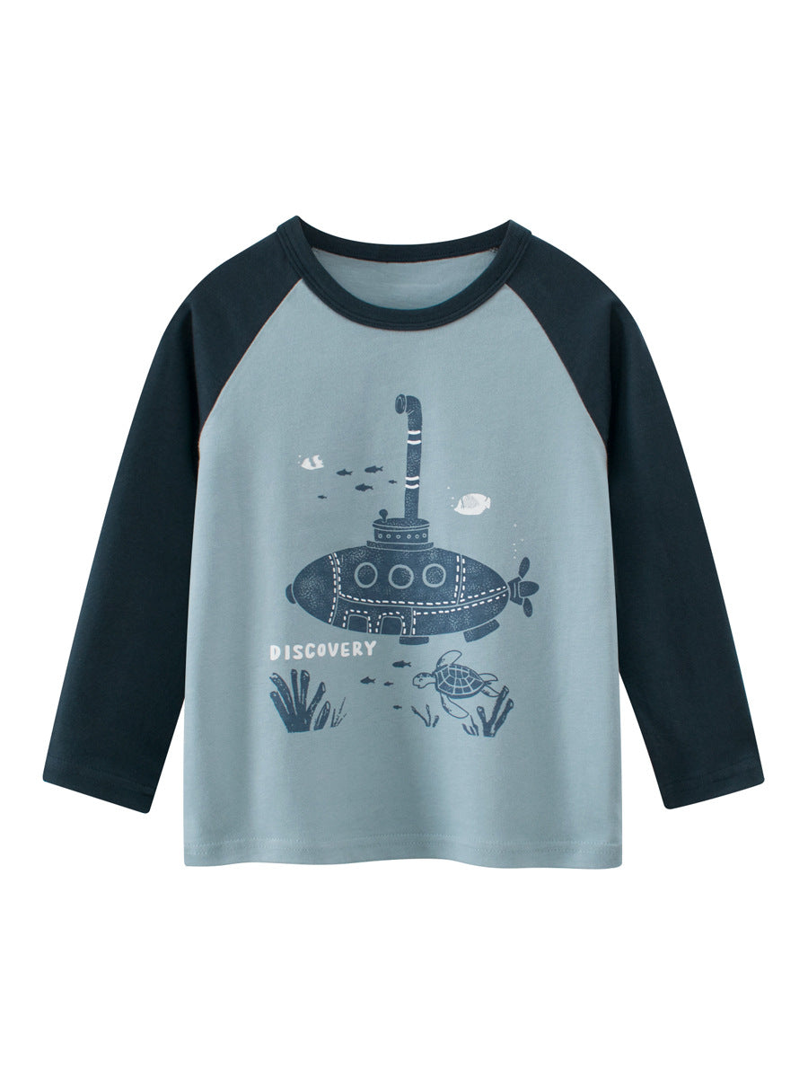Spring Baby Kids Boys Letters and Cartoon Print Long Sleeves Crew Neck Color Patchwork Top, MyKids-USA®, Baby & Toddler Tops, MyKids-USA - - - - - - - .