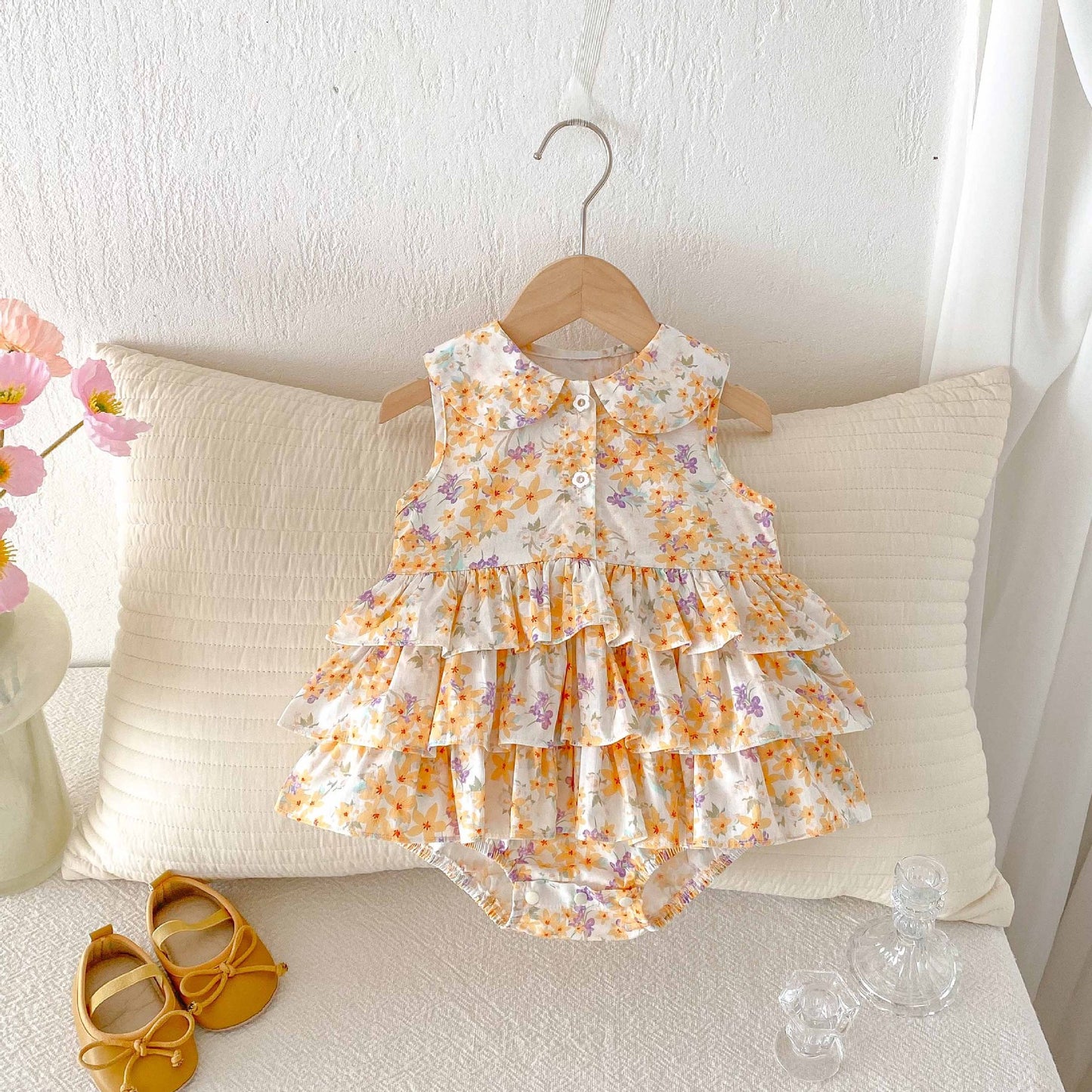 Summer Arrival Baby Girls Cute Sleeveless Flowers Pattern Ruffle Onesies, MyKids-USA®, Baby & Toddler Dresses, MyKids-USA - - - - - - -