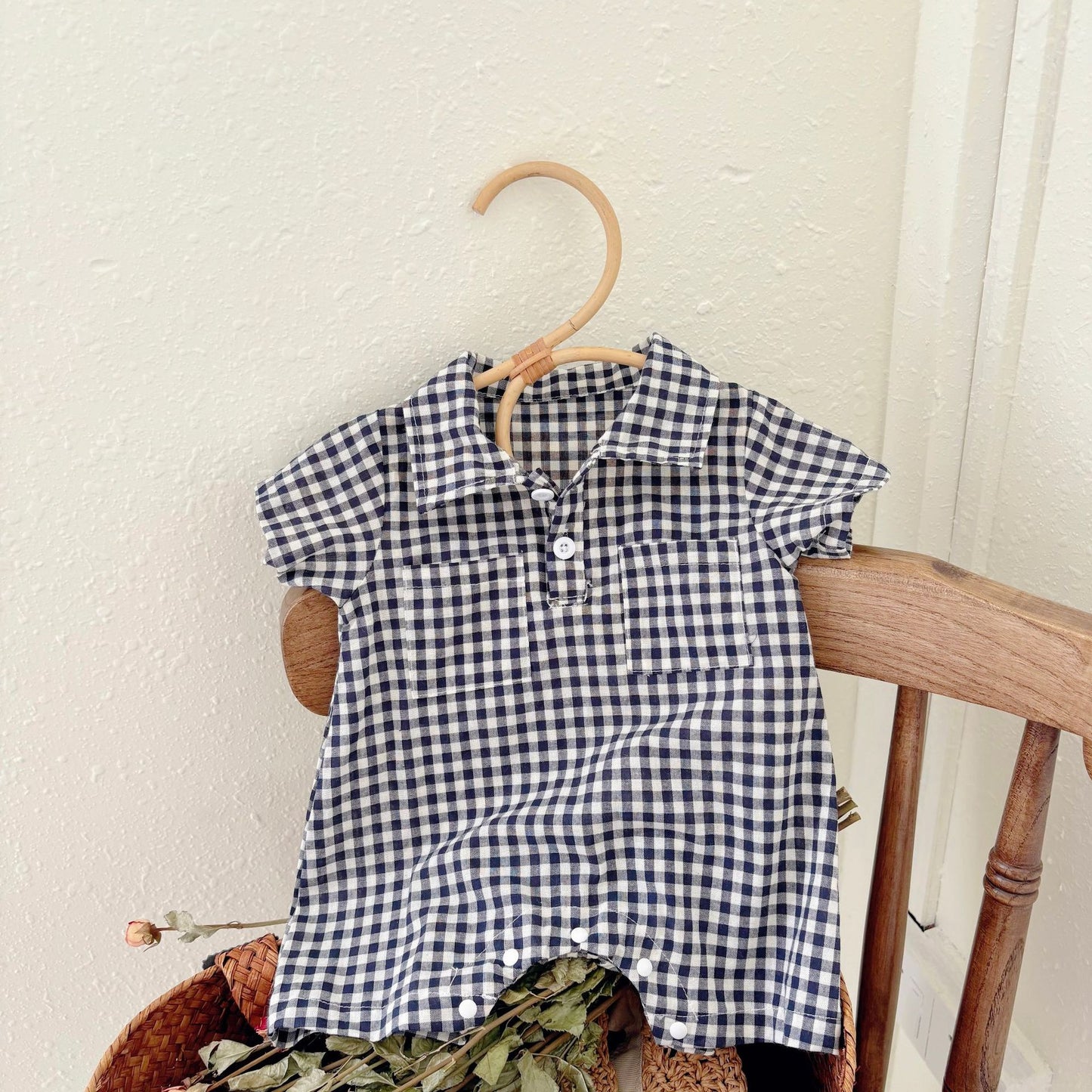 Summer Arrival Baby Boys Casual Plaid Pattern Short Sleeves Rompers, MyKids-USA®, Baby One-Pieces, MyKids-USA - - - - - - -