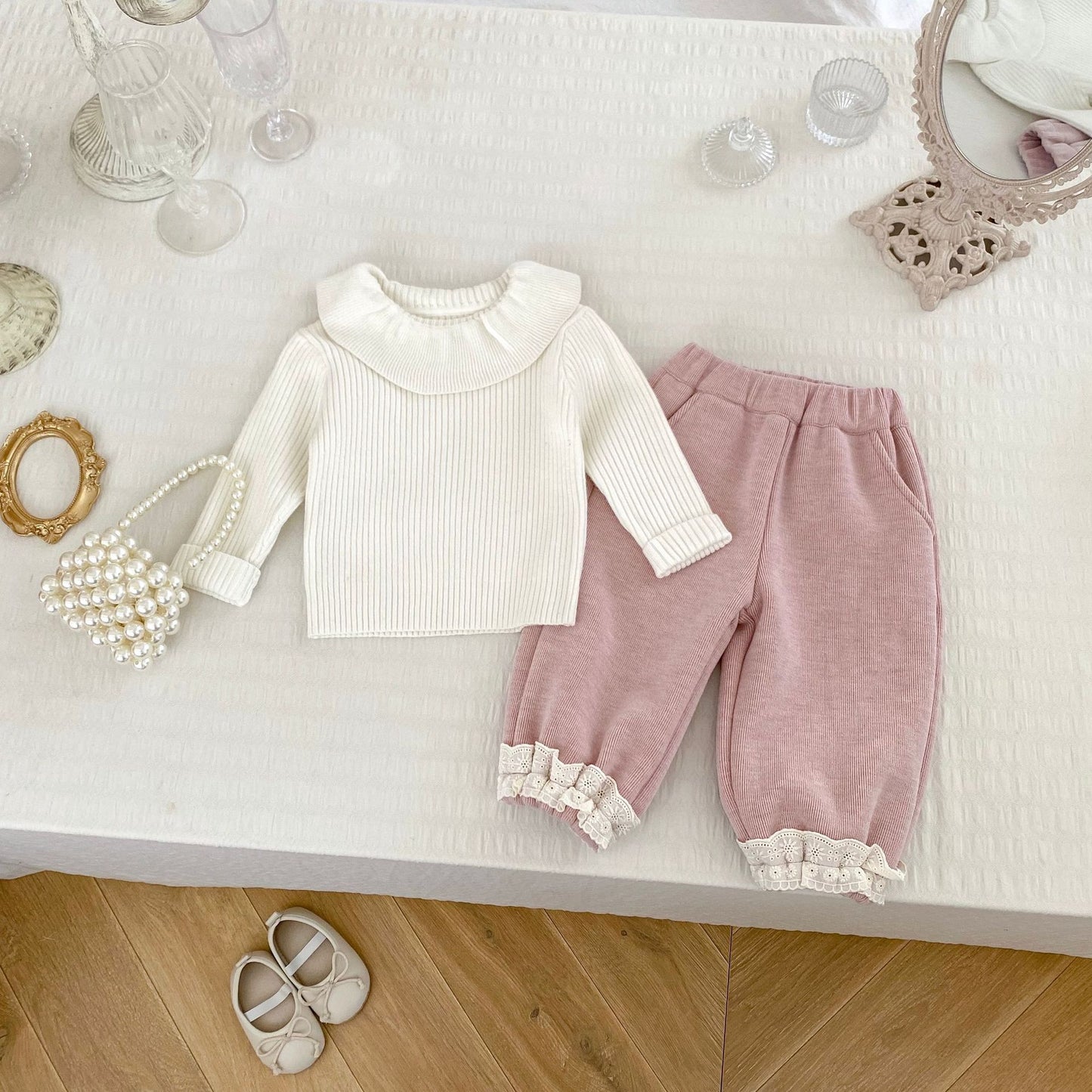 Autumn Hot Selling Baby Girls Long Sleeves Simple Plain Knitted Top and Thick Trousers, MyKids-USA®, Baby & Toddler Outfits, MyKids-USA - - - - - - -