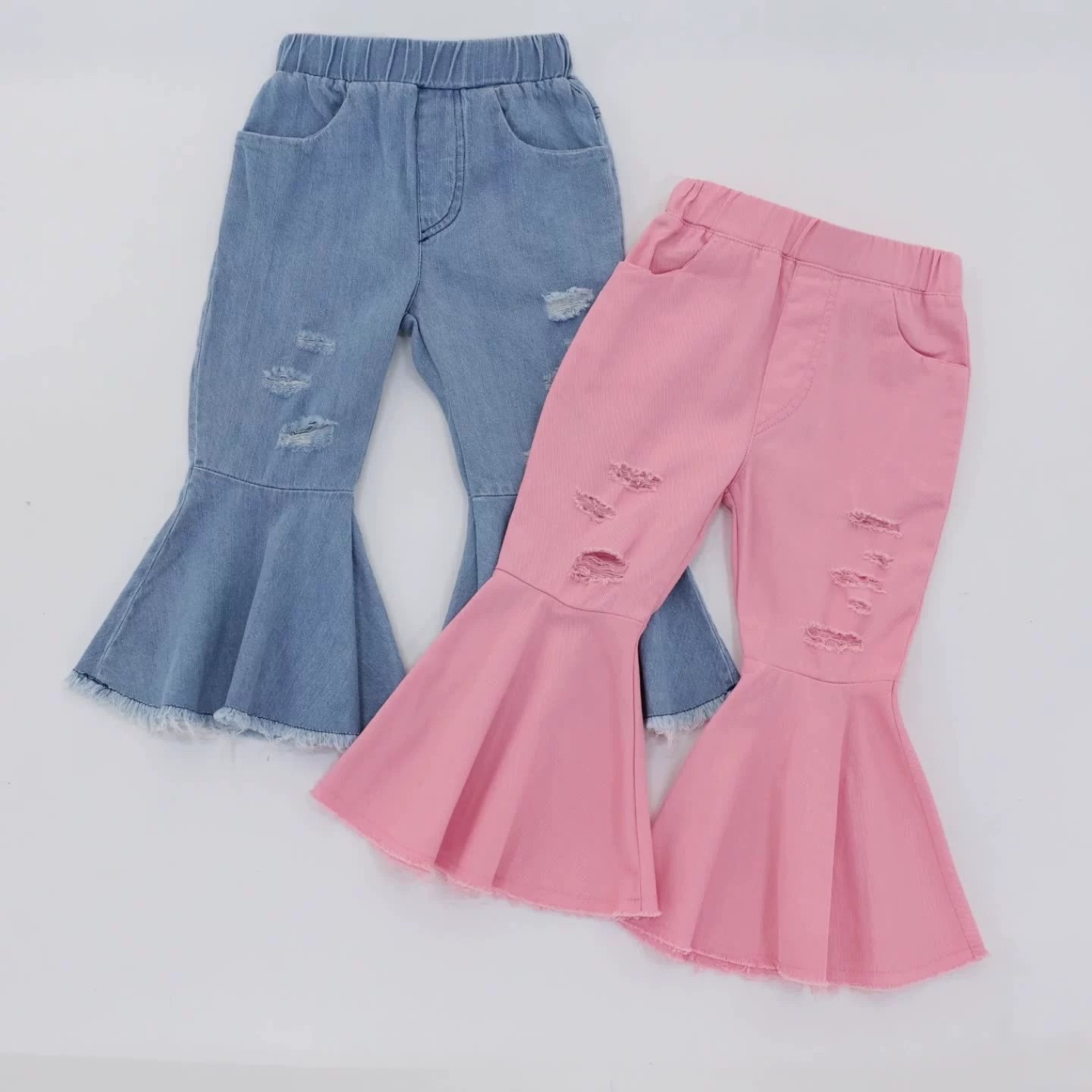Spring Arrival All-match Casual Denim Ripped Flare Pants, MyKids-USA®, Baby & Toddler Bottoms, MyKids-USA - - - - - - -