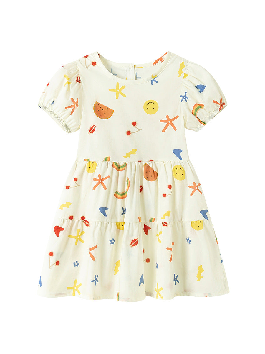 Summer Arrival Cartoon Pattern Short Sleeves Crew Neck Dress for Stylish Girls, MyKids-USA®, Baby & Children's Dresses, MyKids-USA - - - - - - - .