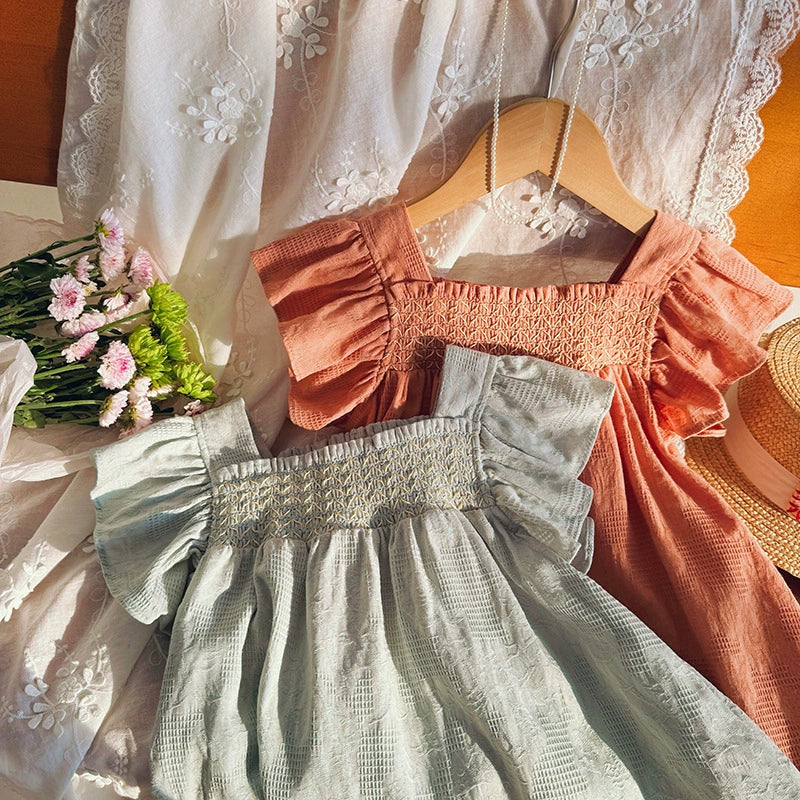 Summer Arrival Baby Kids Girls Fly Sleeves Solid Color Plain Dress, MyKids-USA®, Baby & Toddler Dresses, MyKids-USA - - - - - - -