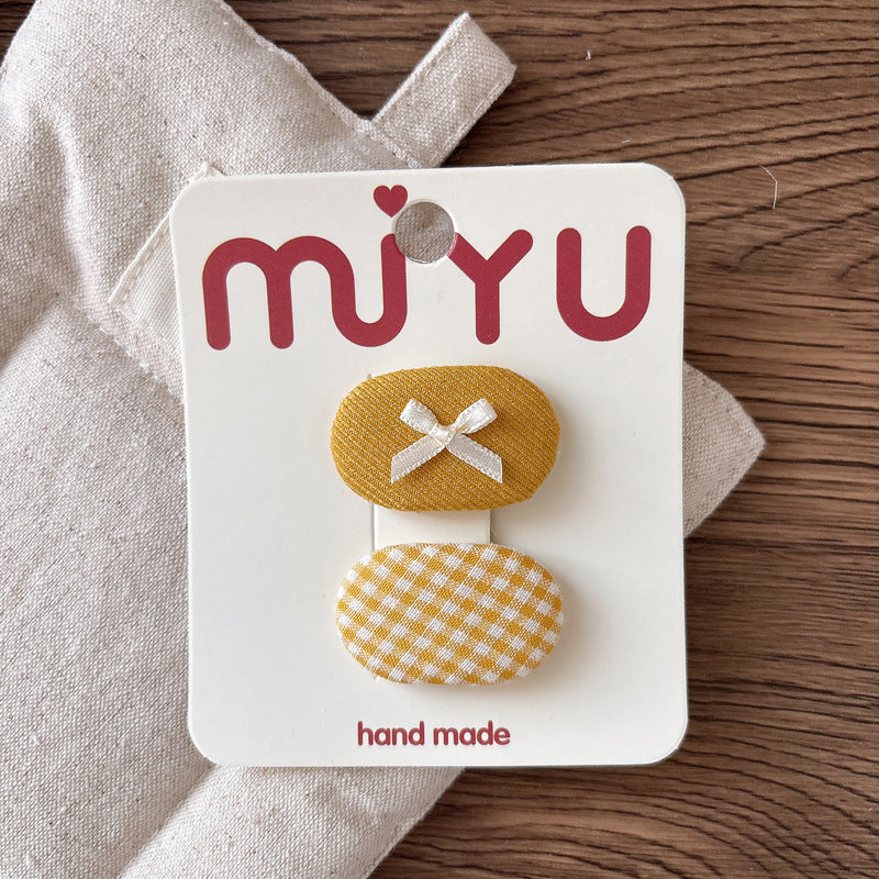 Collection of 2 Versatile Plaid Pattern and Butterfly-bow Decorated Hair Clips, MyKids-USA®, Hair Pins, Claws & Clips, MyKids-USA - Size/Age - Average Size (0-12Y) - Color - Yellow - - - TR2602262014-C.