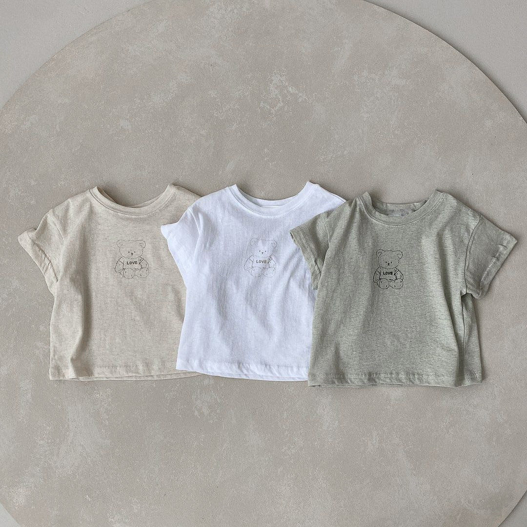 Summer Baby Kids Teddy Cartoon T-shirt in European and American Style