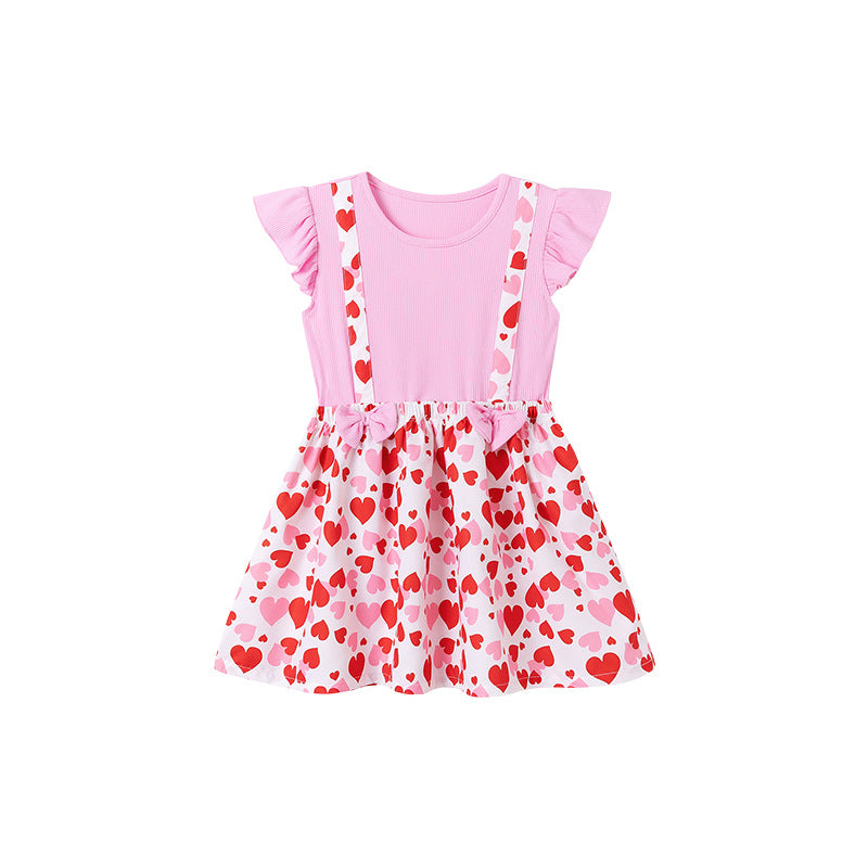 Summer Arrival Heart Pattern Fly Sleeves Dress for Stylish Girls, MyKids-USA®, Baby & Toddler Dresses, MyKids-USA - - - - - - -