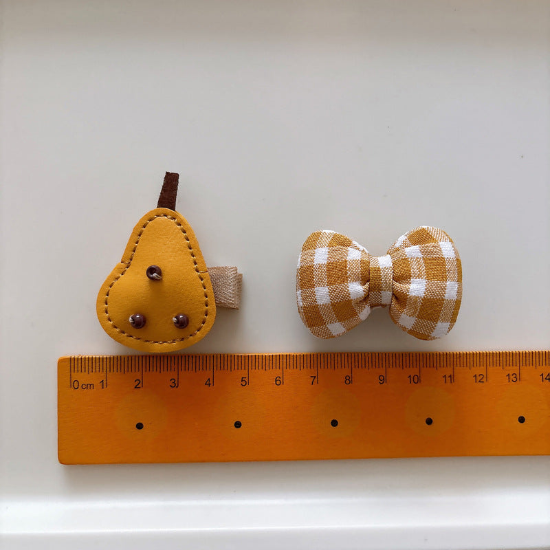 Collection of 2 Hair Clips – Adorable Small Fabric Bow Hair Clips and Leather Cartoon Accessories, MyKids-USA®, Hair Pins, Claws & Clips, MyKids-USA - - - - - - - .