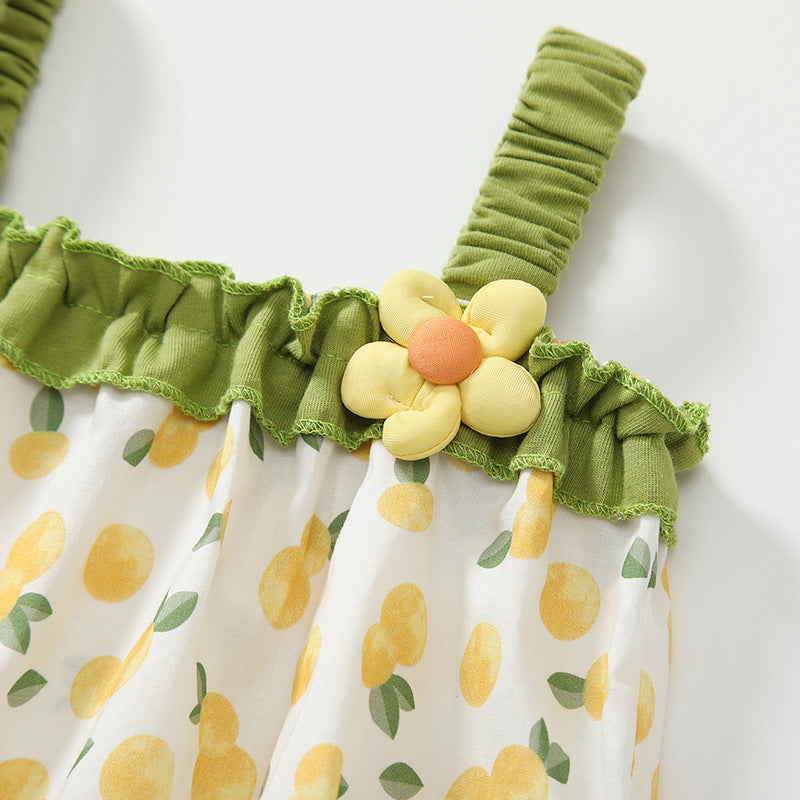 Summer Arrival Baby Girls Cute Sleeveless Fruits Pattern Printed Strap Onesies, MyKids-USA®, Baby One-Pieces, MyKids-USA - - - - - - -