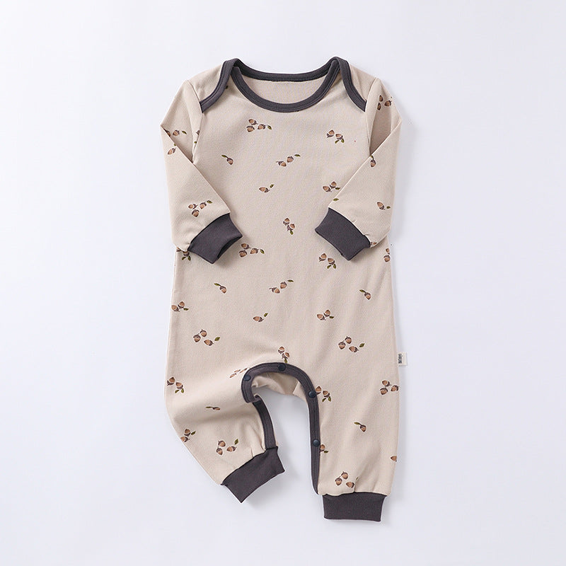 Spring Arrival Hazelnut Print Crew Neck Comfy Rompers, MyKids-USA®, Baby One-Pieces, MyKids-USA - Size/Age - 66 (3-6M) - Color - Khaki - - - TR2403091600-B