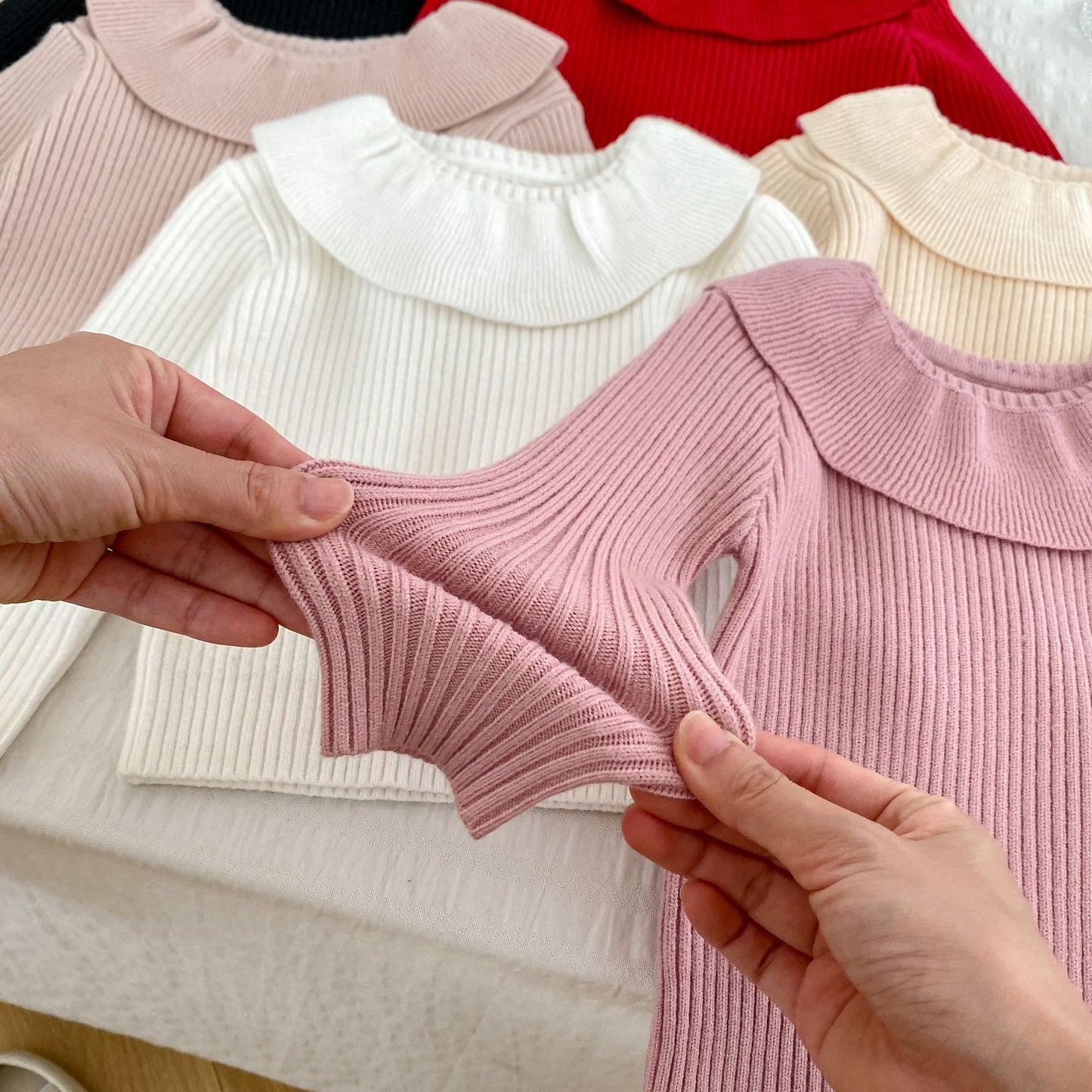 Autumn Arrival Baby Kids Girls Comfortable Simple Solid Color Knitted Long Sleeves Top with Collar, MyKids-USA®, Baby & Toddler Outerwear, MyKids-USA - - - - - - -