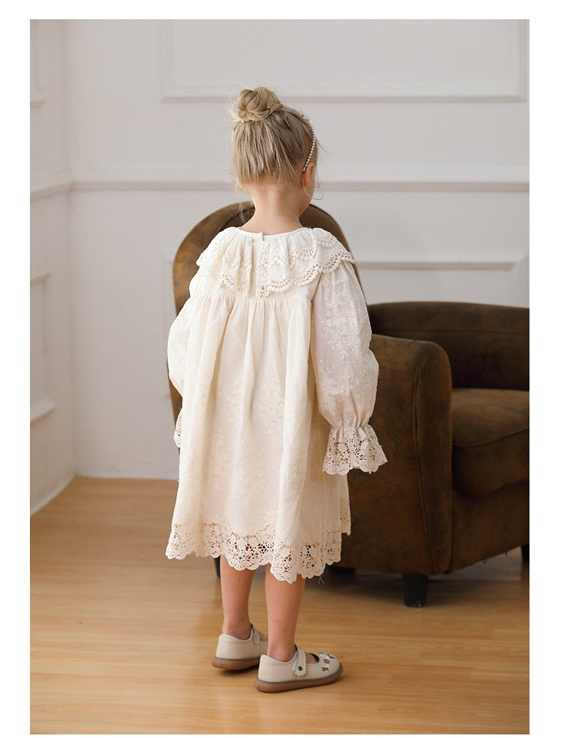 Arrival Lace Trim Design Autumn Girls Long Puff Sleeves Dress, MyKids-USA®, Baby & Toddler Dresses, MyKids-USA - - - - - - -