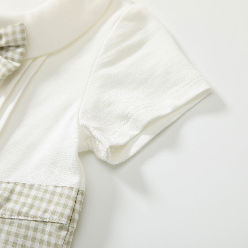 Summer Arrival Baby Boys Short Sleeves Cute Plaid Pattern Rompers, MyKids-USA®, Baby One-Pieces, MyKids-USA - - - - - - -