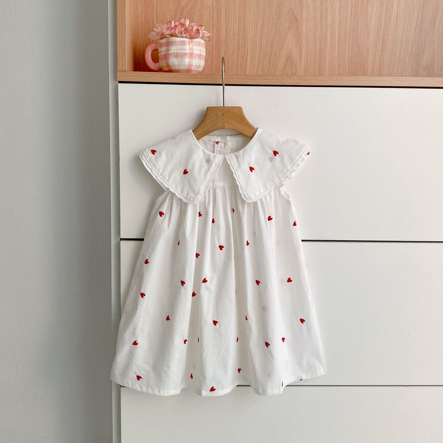 Summer Girls Cute Hearts Pattern Navy Collar Onesies and Dress – Princess Sister Matching Set, MyKids-USA®, Baby & Children's Outfits, MyKids-USA - Size/Age - 66 (3-6M) - Color - White - - - TR2604062144.