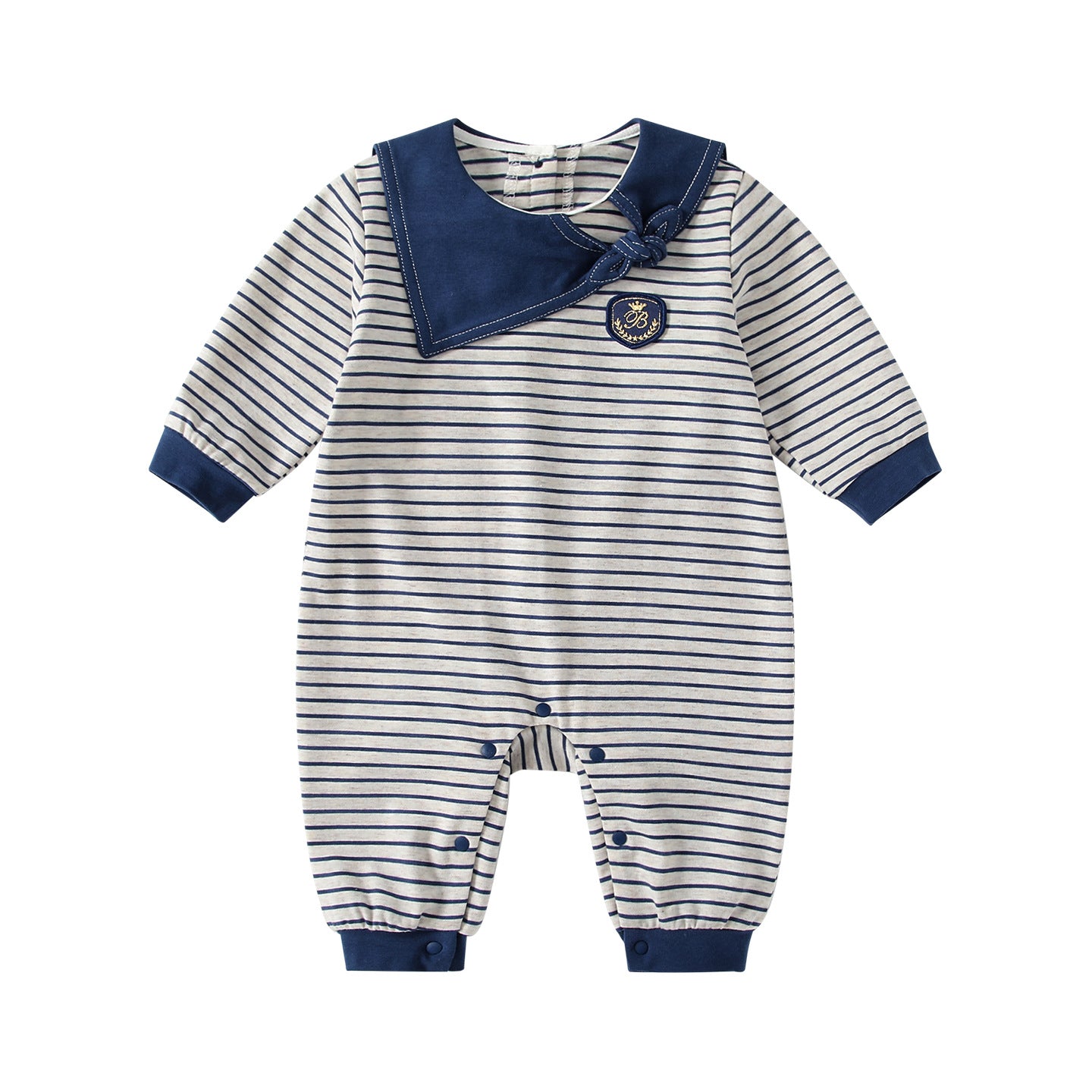 Spring Hot Selling Baby Boys Color Patchwork Striped Rompers Bodysuits with Navy Collar, MyKids-USA®, Bodysuits, MyKids-USA - - - - - - - .