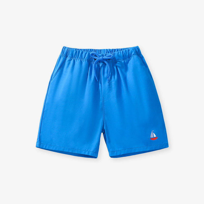 Boys Solid Soft Cotton Casual Style Shorts With Sailboat Logo, MyKids-USA®, Baby & Toddler Bottoms, MyKids-USA - Size/Age - 90 (12-24M) - Color - Blue - - - TR2403022212-B