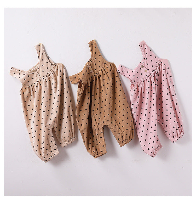 Arrival Spring Girls Long Sleeves Solid Color Top Shirt and Sleeveless Polka Dots Pattern Overalls Clothing Set, MyKids-USA®, Baby & Toddler Outfits, MyKids-USA - - - - - - -