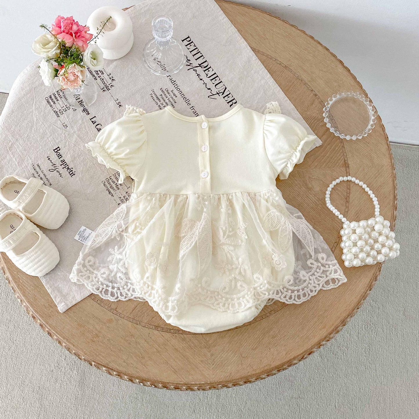 Summer Arrival Baby Girls Cute Solid Color Floral Embroidery Short Sleeves Dress Design Onesies, MyKids-USA®, Baby One-Pieces, MyKids-USA - - - - - - -