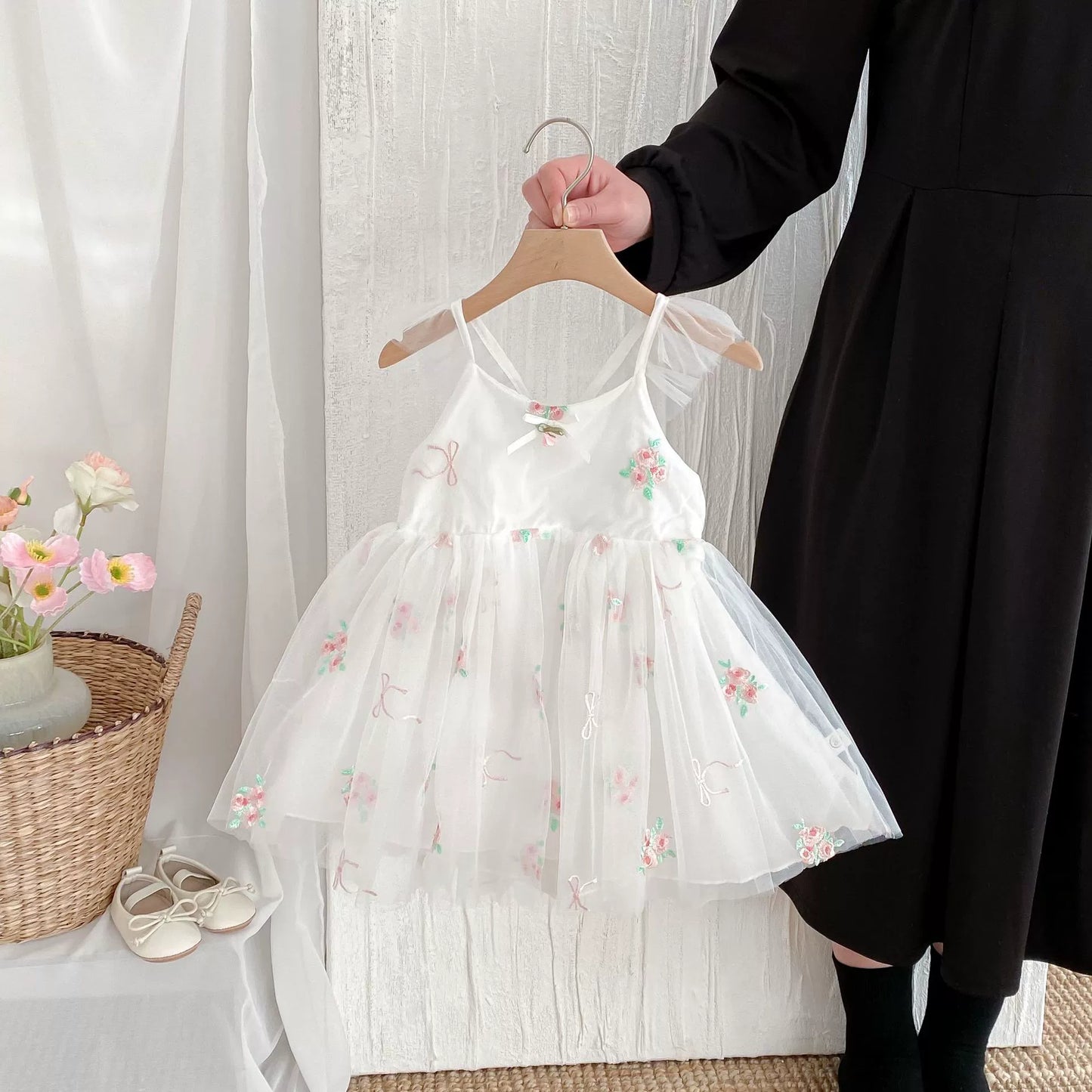 Summer Arrival Baby Girls Flowers Embroidered Tulle Design Sleeveless Dress, MyKids-USA®, Baby & Toddler Dresses, MyKids-USA - Size/Age - 90 (12-24M) - Color - White - - - TR2506142009-B