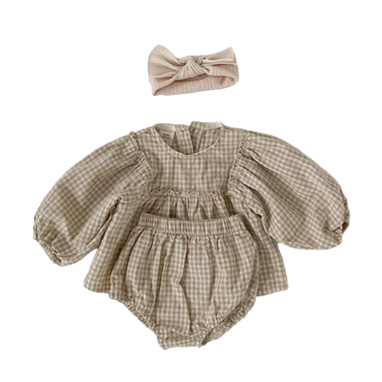 MyKids-USA Baby Girl Plaid Pattern Loose Blouses With Shorts Sets, MyKids-USA®, Baby & Toddler Outfits, MyKids-USA - - - - - - - .