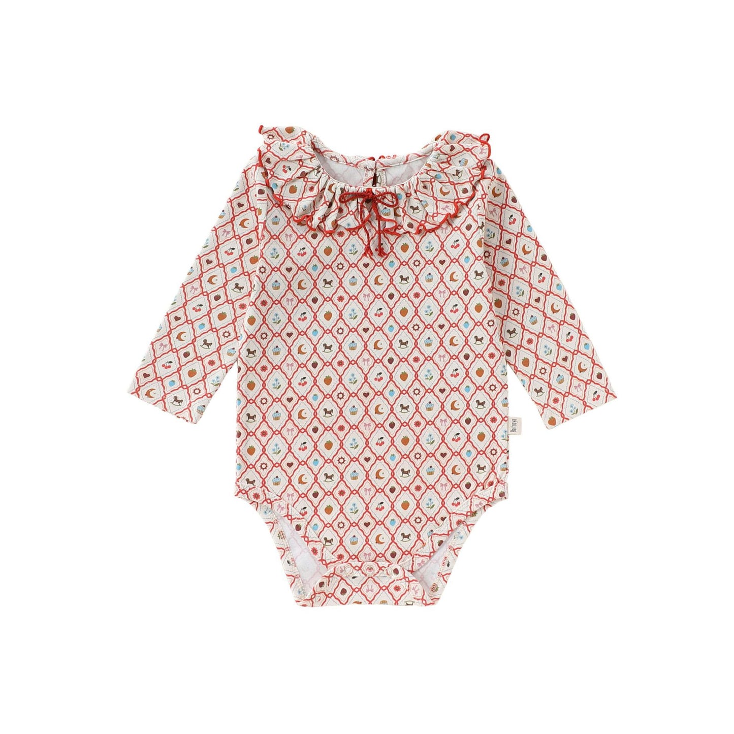 Spring Arrival Baby Unisex Long Sleeves Geometric and Fruits Pattern Bodysuit, MyKids-USA®, Baby One-Pieces, MyKids-USA - Size/Age - 66 (3-6M) - Color - Red - - - TR2603041530-B.