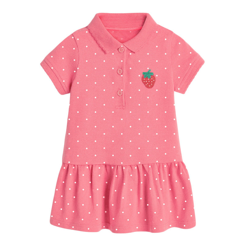 Girls’ Clothing: Collar Flip Cartoon Children’s Polo Dress, MyKids-USA®, Baby & Toddler Dresses, MyKids-USA - Size/Age - 90 (12-24M) - Color - Red - - - TR2401201449-C