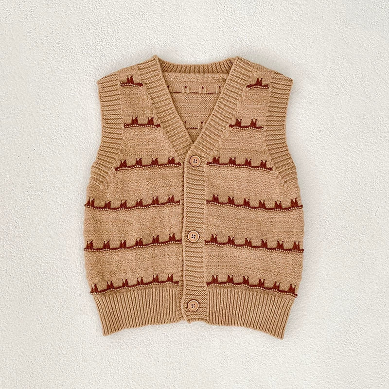 Autumn Arrival Baby Unisex Comfortable Striped Pattern Knitted Sleeveless Vest, MyKids-USA®, Vests, MyKids-USA - Size/Age - 66 (3-6M) - Color - Khaki - - - TR2507112040-C