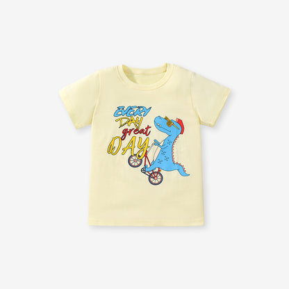 Boys’ Cartoon Print T-Shirt In European And American Style For Summer