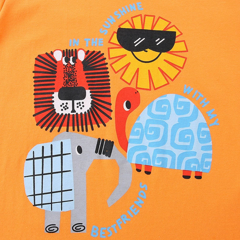 Summer Boys’ Jungle Animals Cartoon Pattern T-shirt in European and American Style, MyKids-USA®, Baby & Toddler Tops, MyKids-USA - - - - - - -