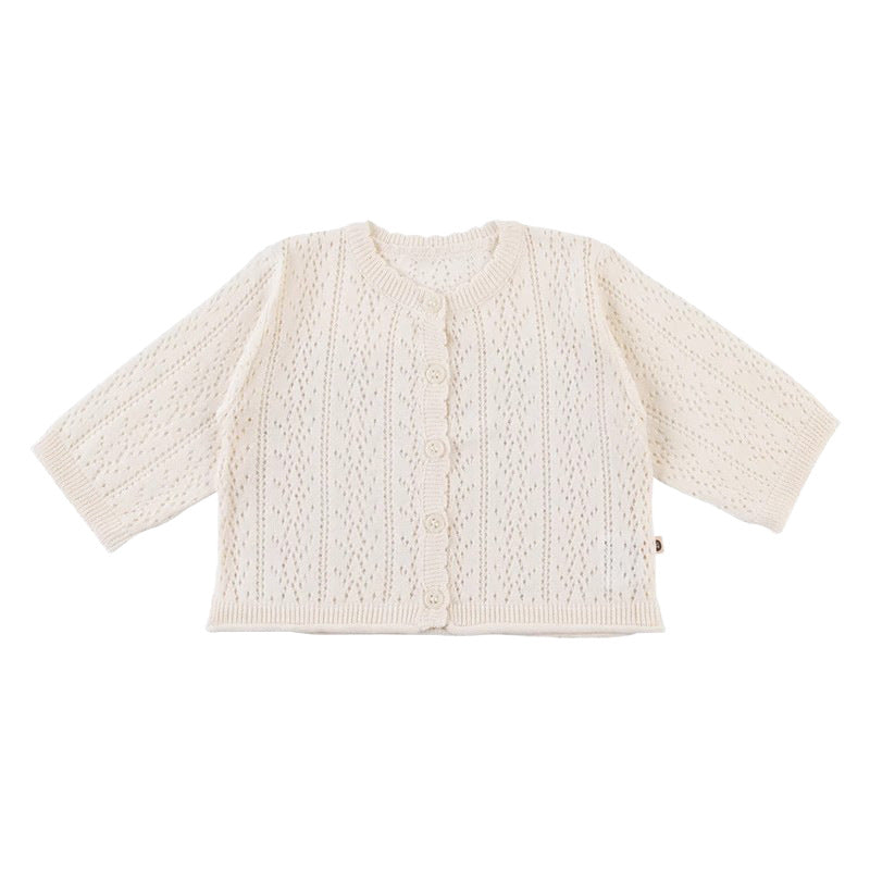 Summer Arrival Baby Kids Girls Comfortable Hollow-out Pattern Knitted Long Sleeves Cardigan, MyKids-USA®, Baby & Toddler Outerwear, MyKids-USA - Size/Age - 73 (6-9M) - Color - Beige - - - TR2504122043-B
