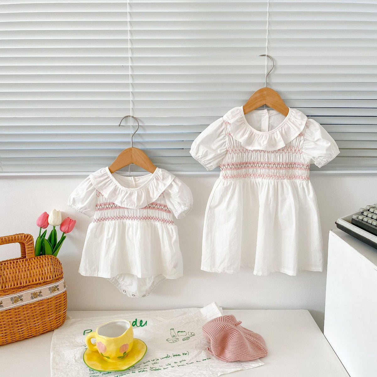 Summer Girls Ruffle Collar bodysuit And Girls’ Dress – Princess Sister Matching Set, MyKids-USA®, Baby & Toddler Outfits, MyKids-USA - - - - - - - .