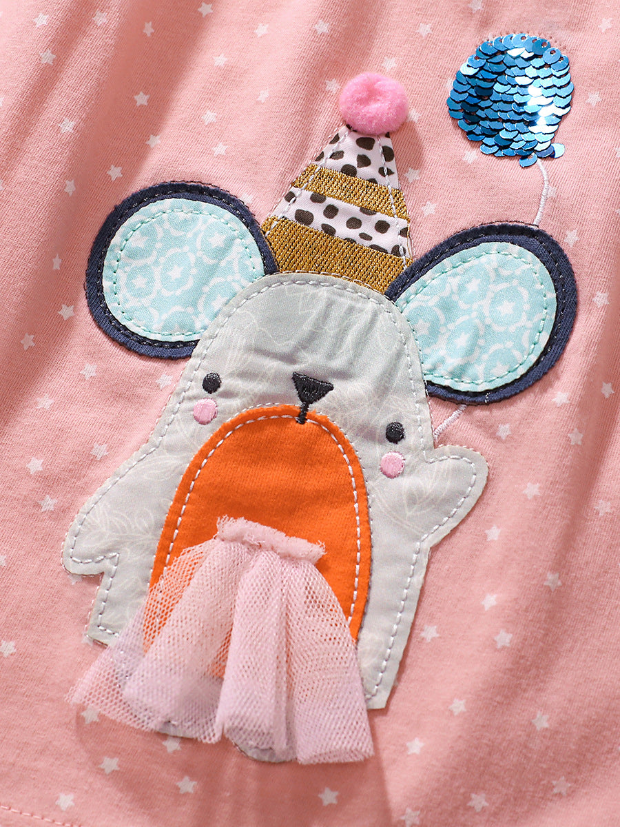 Summer Arrival Animals Cartoon Pattern Short Sleeves Dress for Stylish Girls, MyKids-USA®, Baby & Toddler Dresses, MyKids-USA - - - - - - -