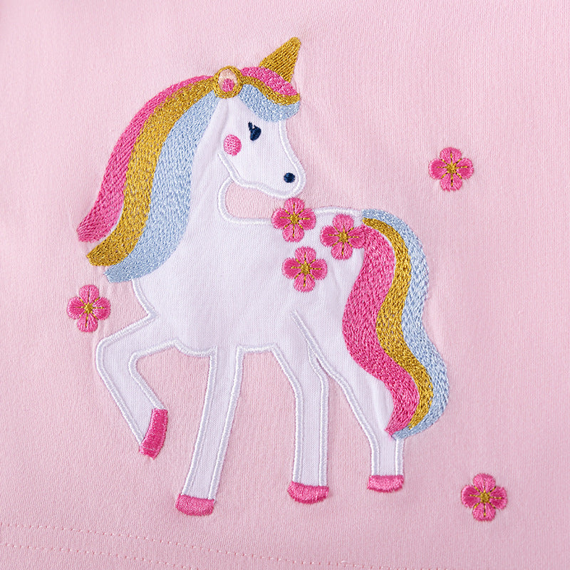 Summer Hot Selling Baby Kids Girls Fly Sleeves Cartoon Pattern T-shirt and Tulle Skirt Clothing Set