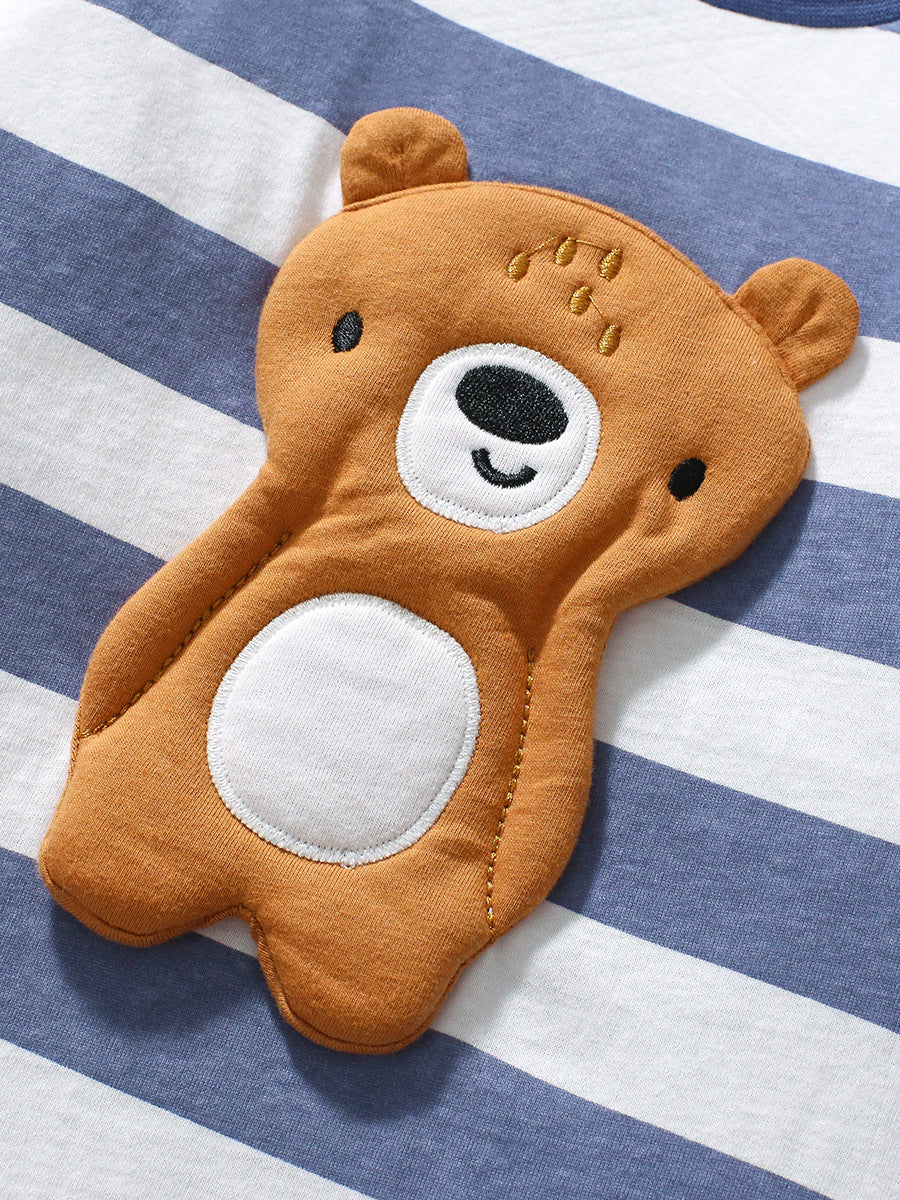 Arrival Autumn Girls’ 3D Teddy Bear Long Sleeves Striped T-shirt in European and American Style, MyKids-USA®, Baby & Toddler Outerwear, MyKids-USA - - - - - - -