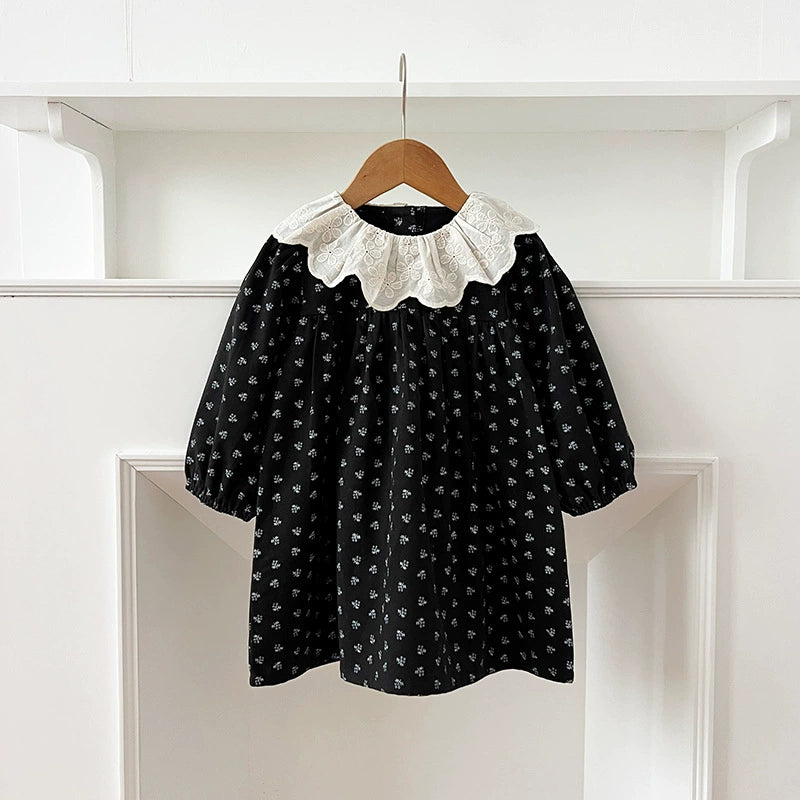 Autumn Baby Girls French Style Vintage Flowers Pattern Long-sleeved Onesies and Dress – Princess Sister Matching Set, MyKids-USA®, Baby & Toddler Dresses, MyKids-USA - - - - - - -