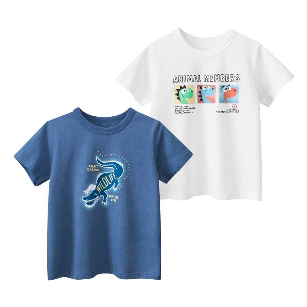 Boys’ Cartoon Pattern T-Shirts Set In European And American Style, MyKids-USA®, Baby & Toddler Tops, MyKids-USA - Size/Age - 90 (12-24M) - Color - White - - - TR2406112344-B