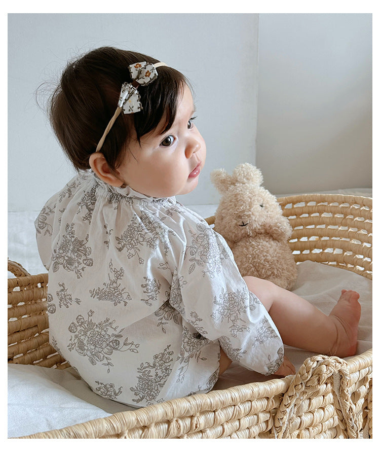 Autumn Arrival Baby Girls Long Sleeves Floral Print Simple Plain Onesies, MyKids-USA®, Baby One-Pieces, MyKids-USA - - - - - - -