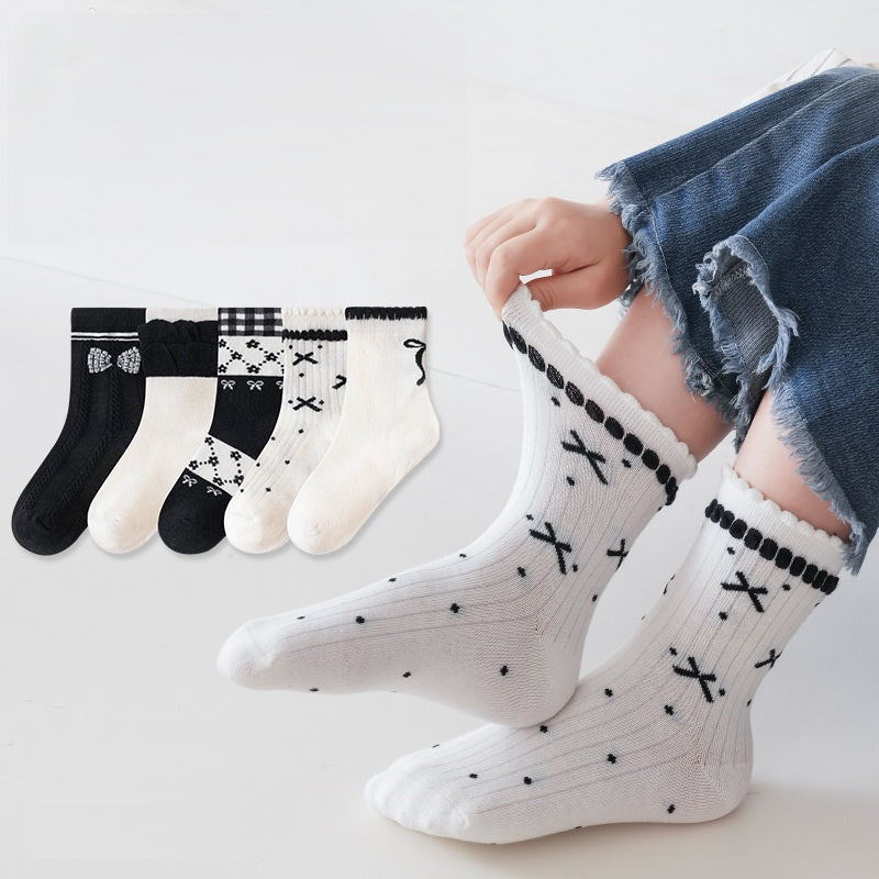 Spring and Autumn Arrival Baby Kids Unisex Breathable Cute Cartoon Pattern Socks 1 Lot=5-Pair Set, MyKids-USA®, Baby & Toddler Socks & Tights, MyKids-USA - Size/Age - S (1-3Y) - Color - White - - - TR2601181609-I.