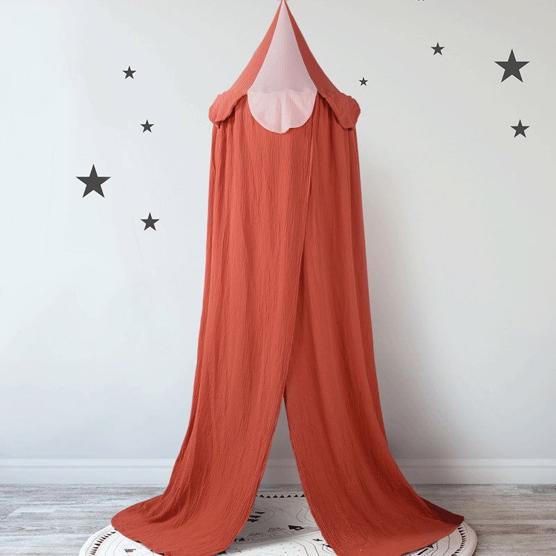Nordic Princess Dreamy Bed Canopy, Trendy Pure Cotton Double-Layered Gauze Children’s Round Top Mosquito Net, Light-Blocking Bed Curtain, MyKids-USA®, Mosquito Nets & Insect Screens, MyKids-USA - Size/Age - Average - Color - Red - - - TR2406122206-C