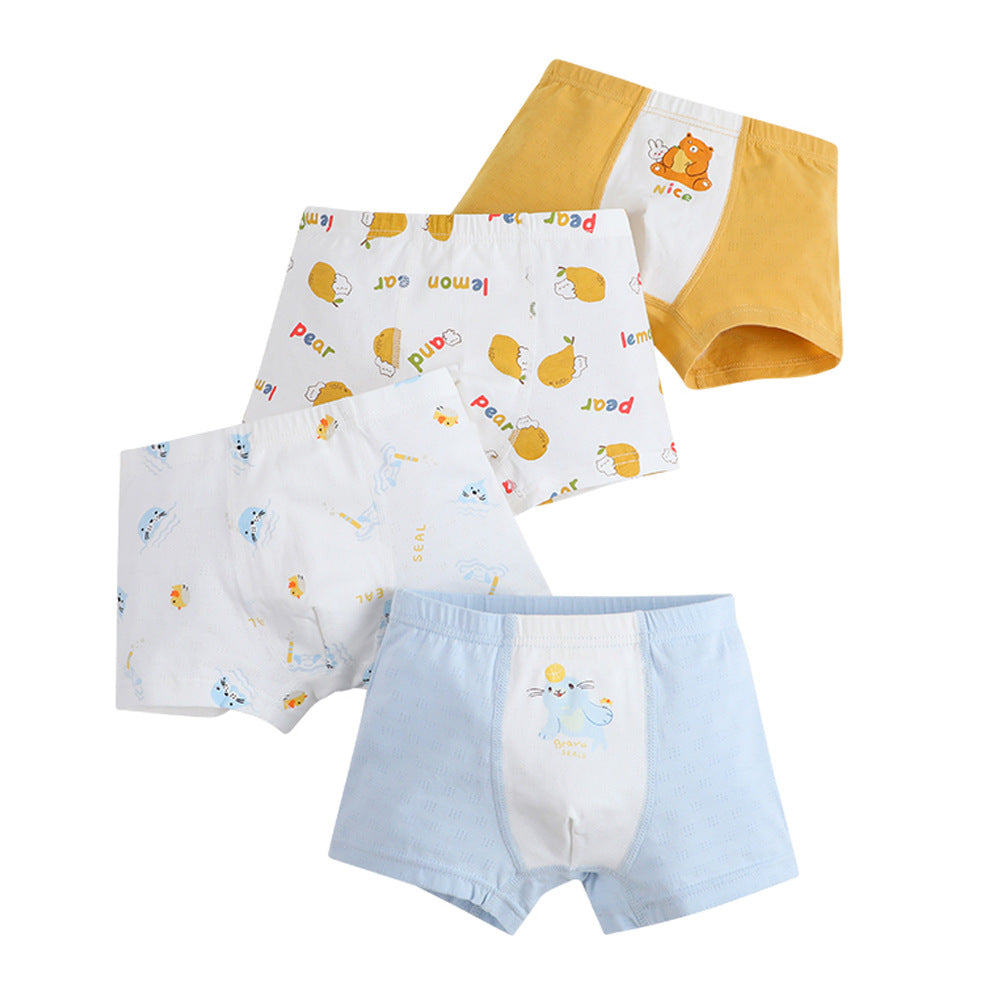 Boys’ Cartoon Printed Boxer Shorts Breathable Underwear Set, MyKids-USA®, Baby & Toddler Bottoms, MyKids-USA - Size/Age - 110 (3-5Y) - Color - Yellow - - - TR2408231015-C