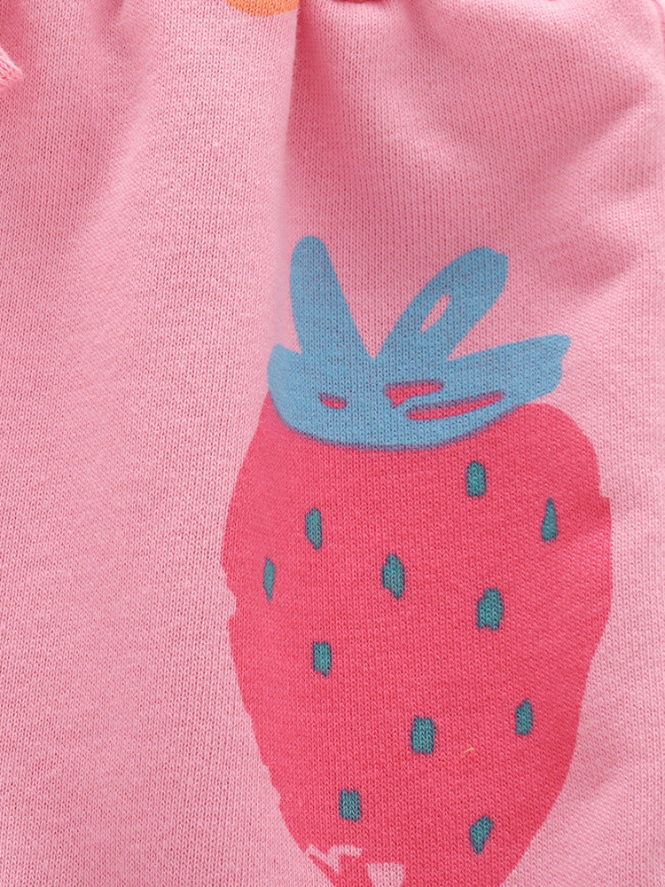 Arrival Summer Baby Kids Girls Short Sleeves Strawberry Pattern T-shirt and Shorts Clothing Set