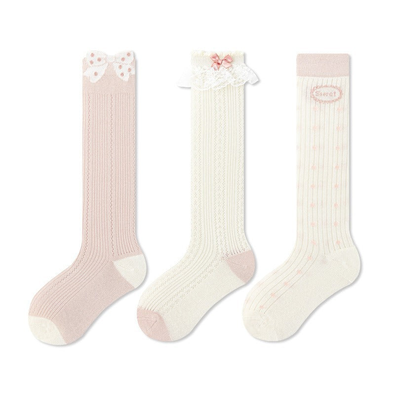 Summer and Spring Baby Kids Girls Breathable Cute Lace Trim Stockings Set, MyKids-USA®, Socks, MyKids-USA - Size/Age - M (3-5Y) - Color - Pink - - - TR2605132246-B.