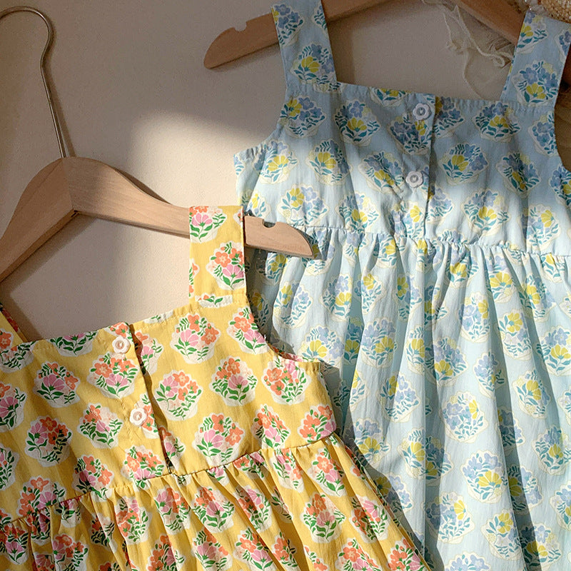 Summer Arrival Flowers Pattern Sleeveless Strap Dress for Stylish Girls, MyKids-USA®, Baby & Toddler Dresses, MyKids-USA - - - - - - -